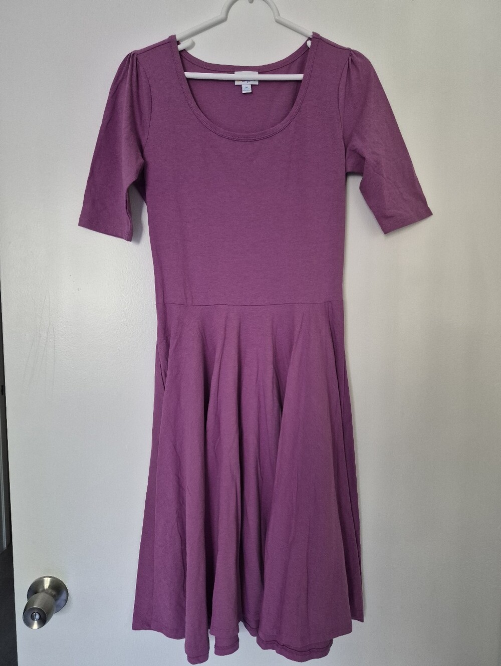 NEW LuLaRoe Fit & Flare Scoop Neck Soft Comfortable Dress Sz M Purple Violet